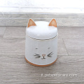 Forniture per animali domestici Contenitore a forma di gatto in ceramica bianca